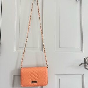 Orange Quilted Crossbody Bag